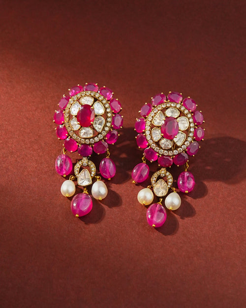 Shaima Polki And Diamond Long Earrings