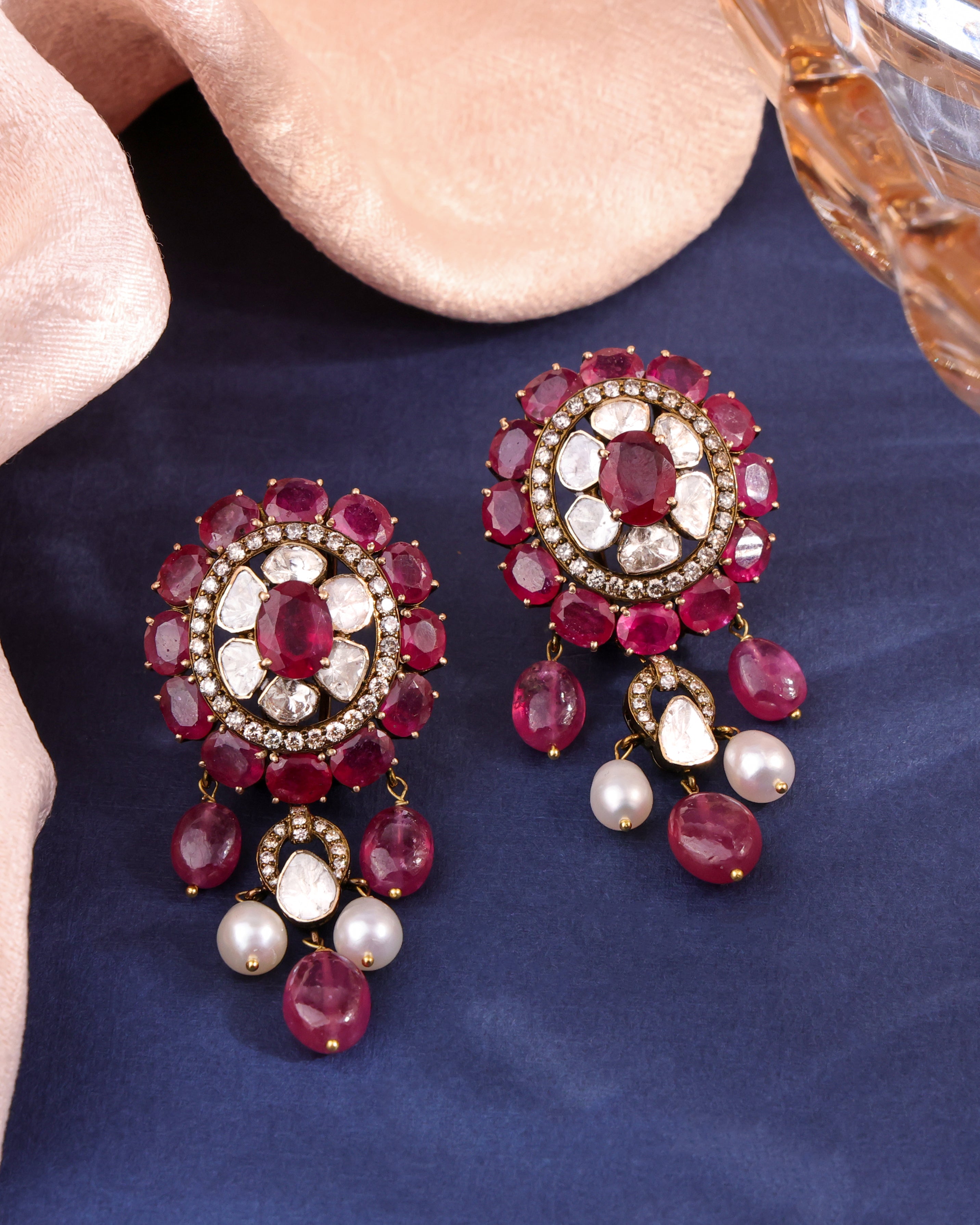 Shaima Polki And Diamond Long Earrings
