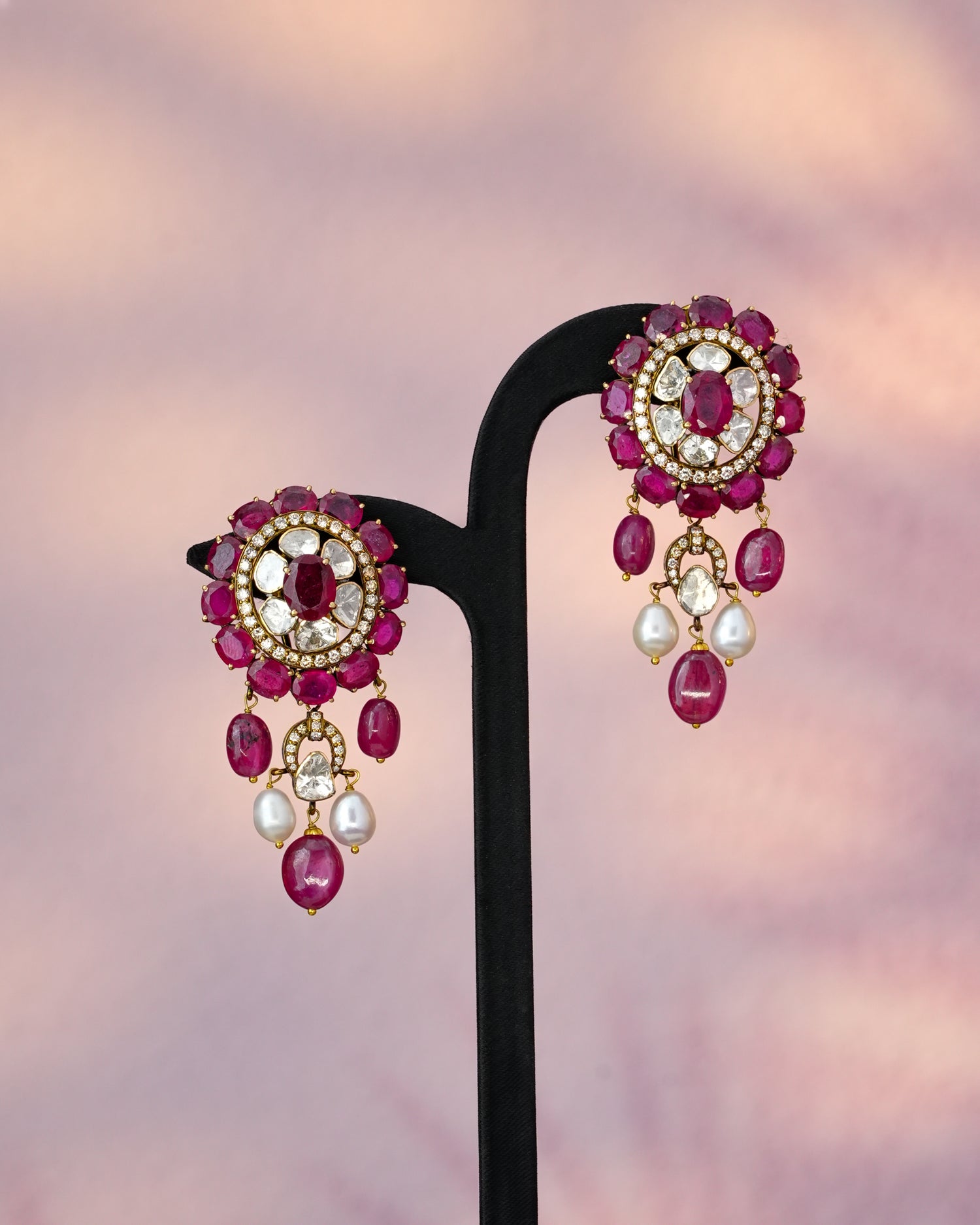 Shaima Polki And Diamond Long Earrings