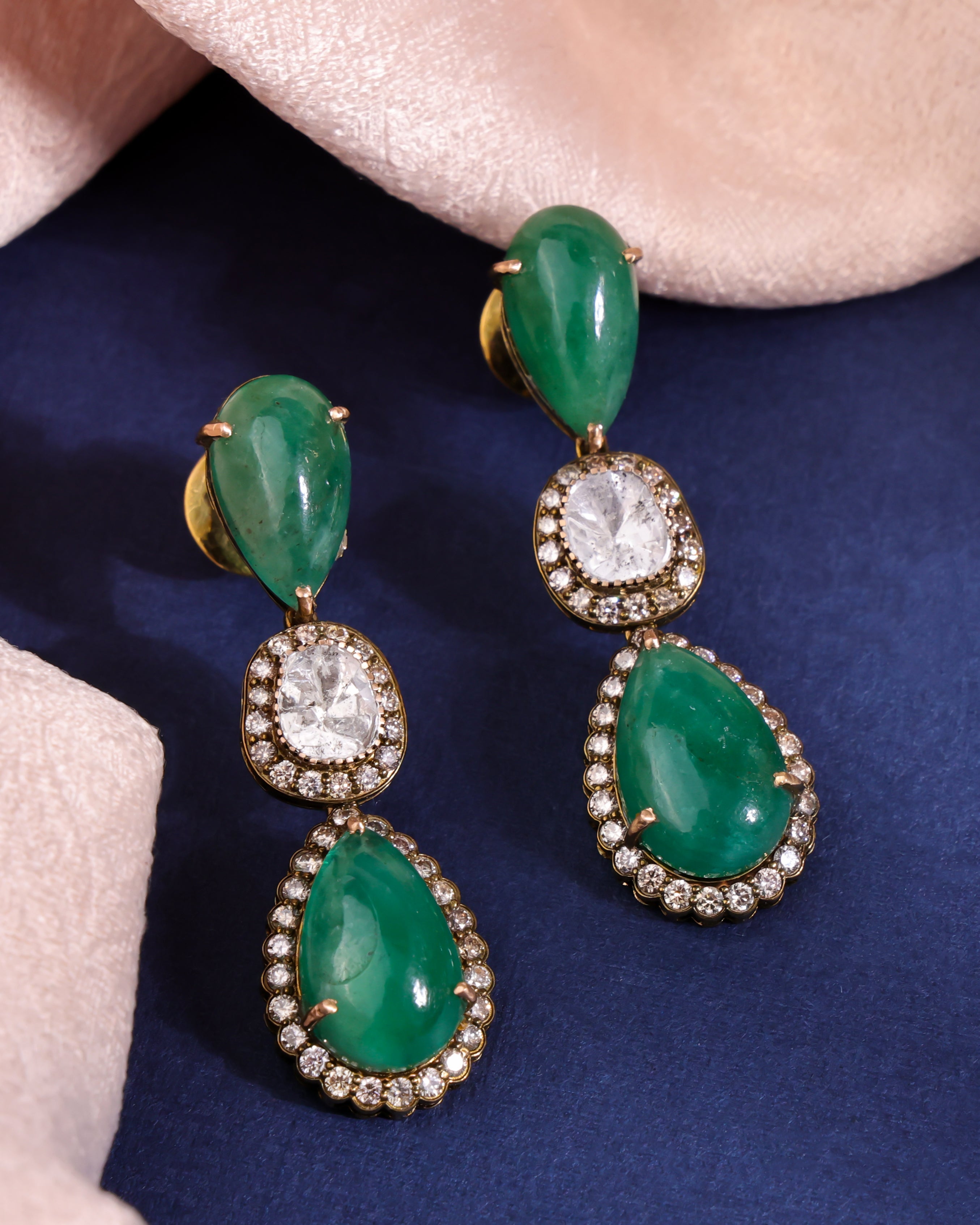 Veloura Polki And Diamond Long Earrings