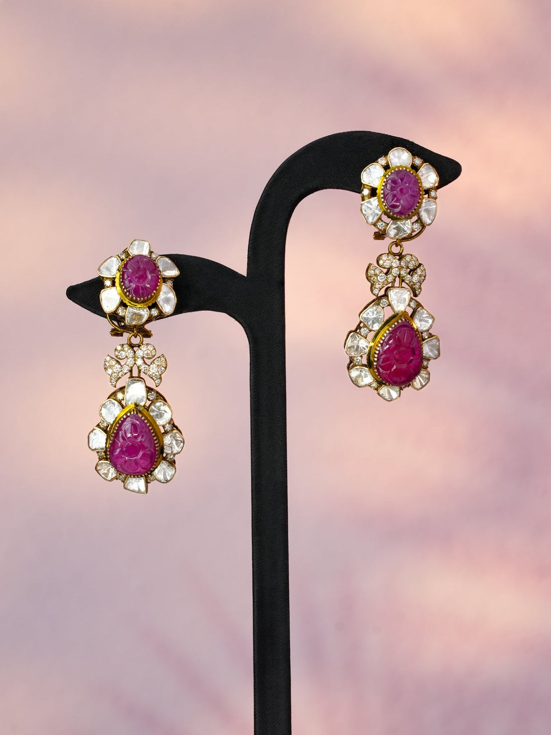 Meher Polki And Diamond Long Earrings