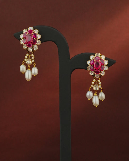 Nyla Polki And Diamond Long Earrings