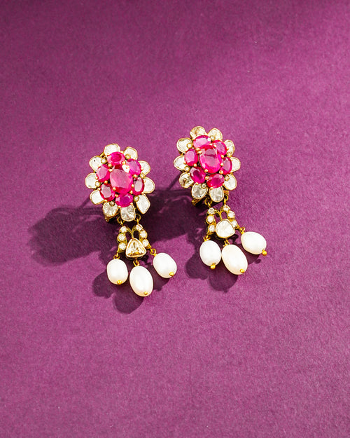 Nyla Polki And Diamond Long Earrings