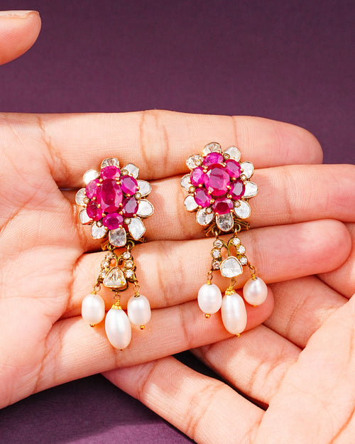 Nyla Polki And Diamond Long Earrings