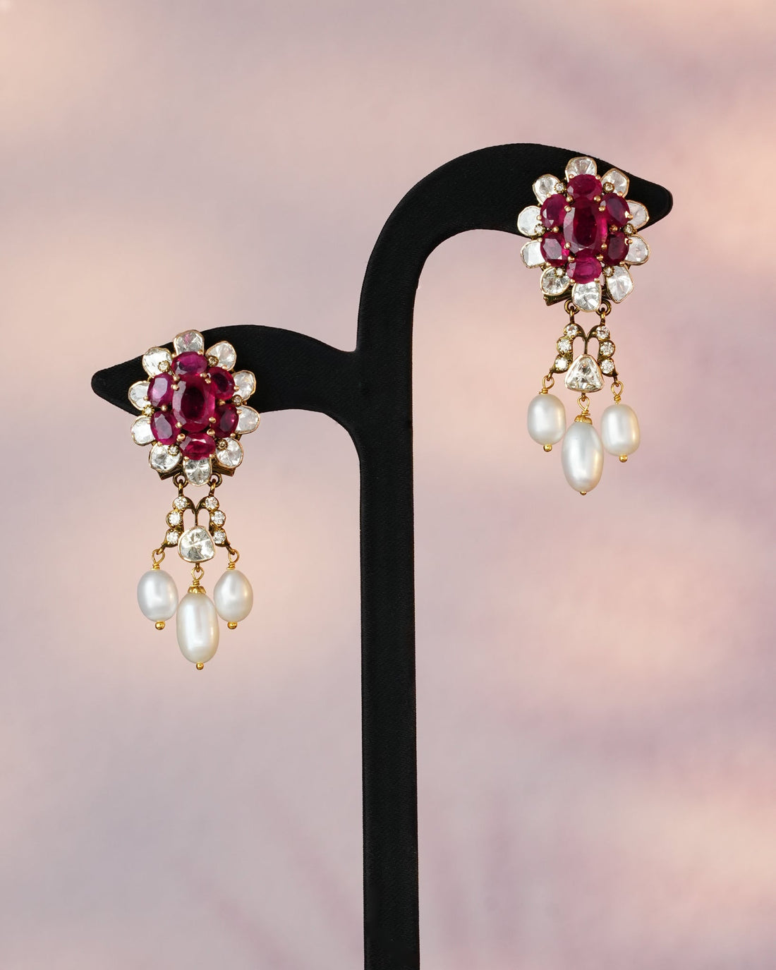 Nagma Polki And Diamond Long Earrings