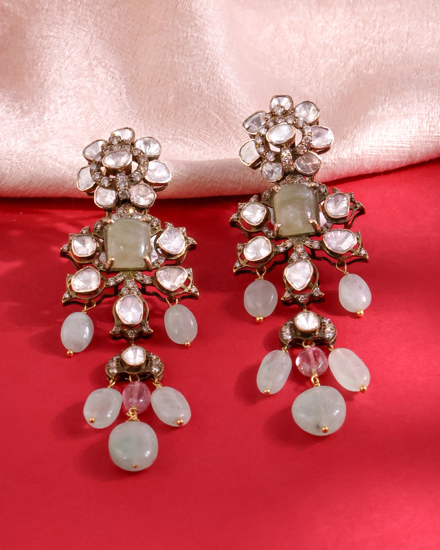 Stevie Polki And Diamond Long Earrings