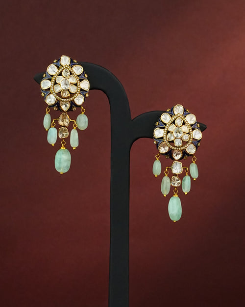 Scottie Polki And Diamond Long Earrings