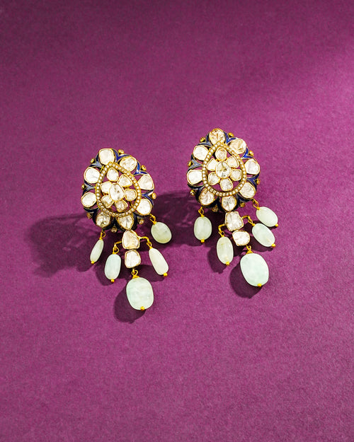 Scottie Polki And Diamond Long Earrings