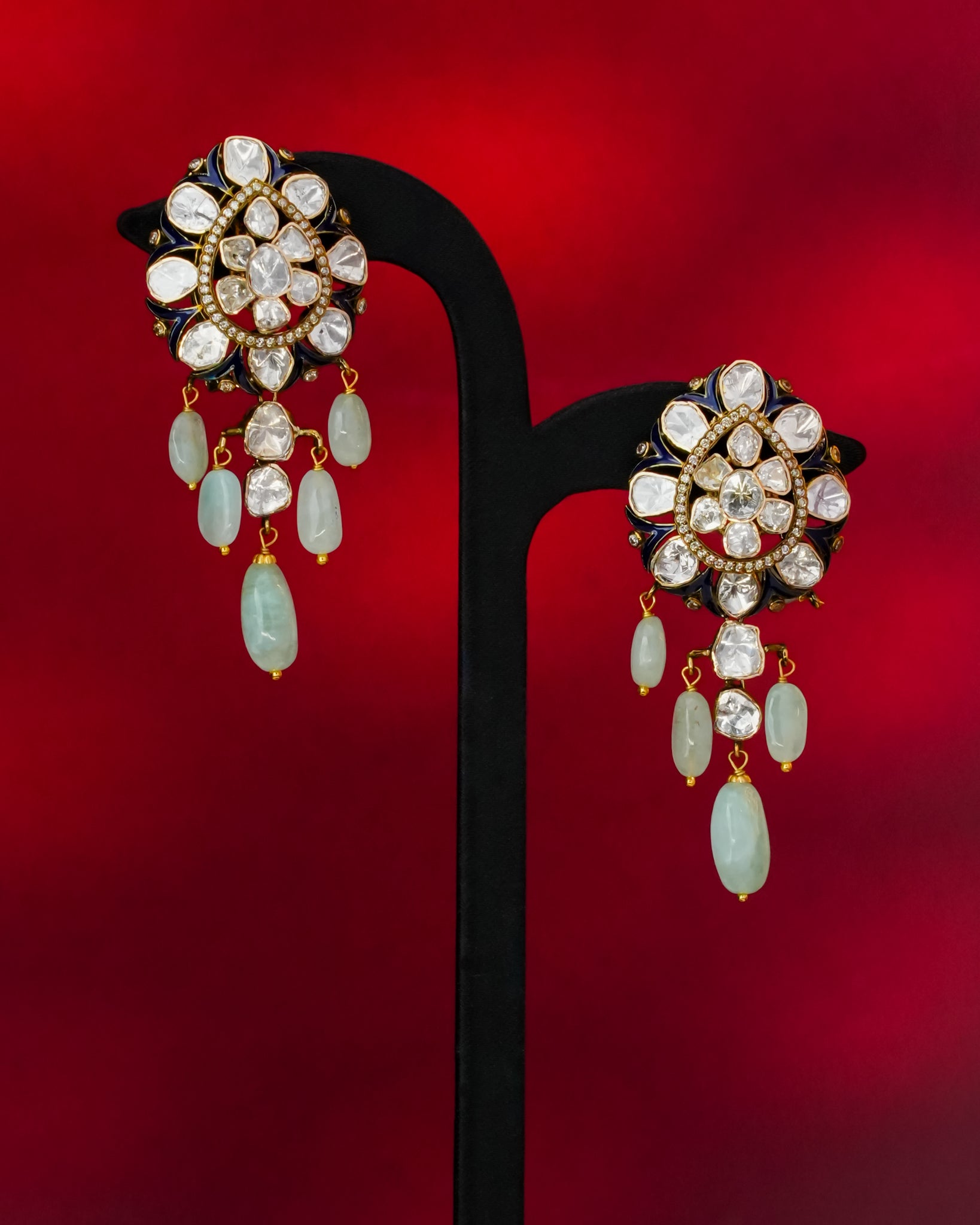Eesha Polki And Diamond Long Earrings