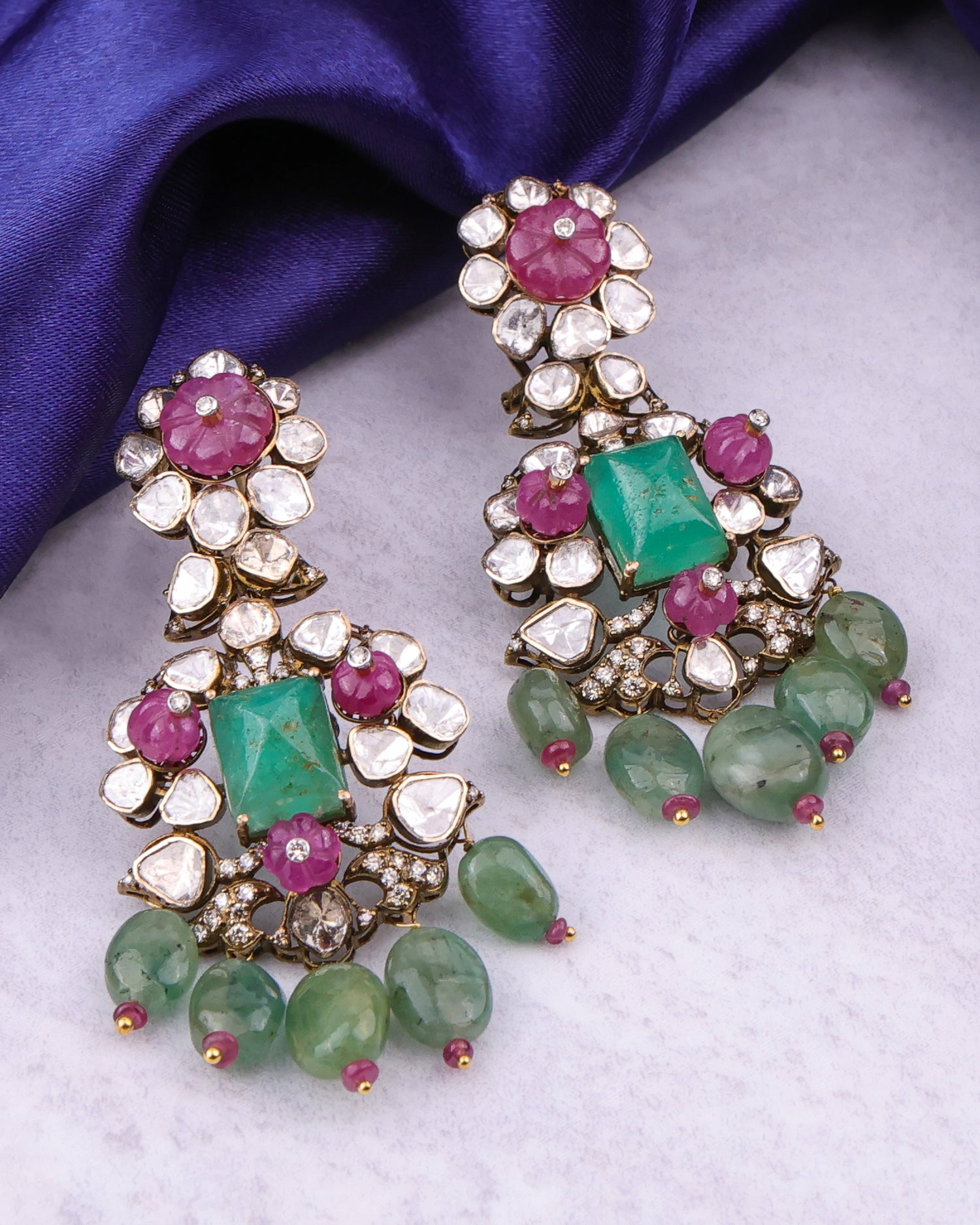 Alessia Polki And Diamond Long Earrings