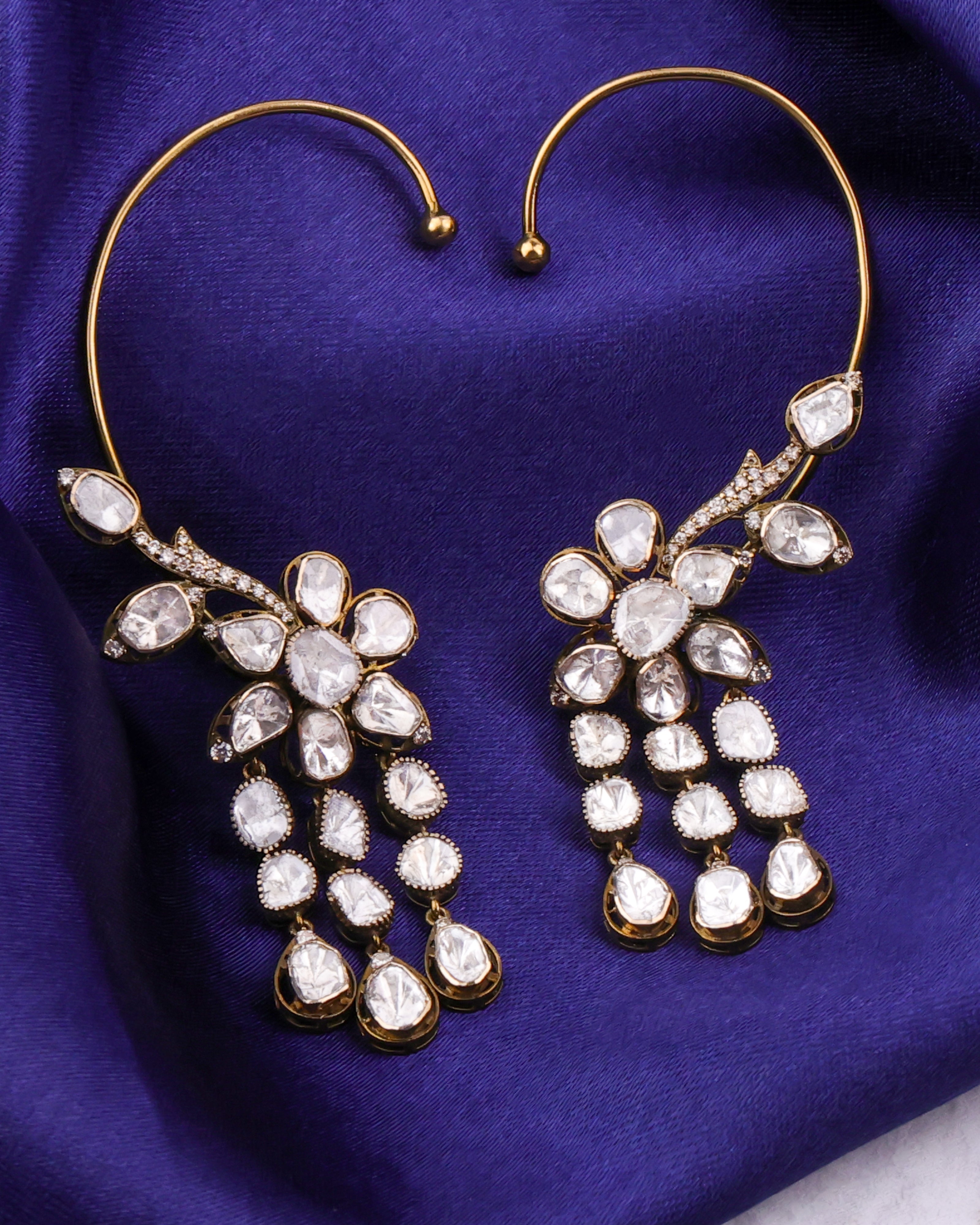 Daniela Polki And Diamond Long Earrings