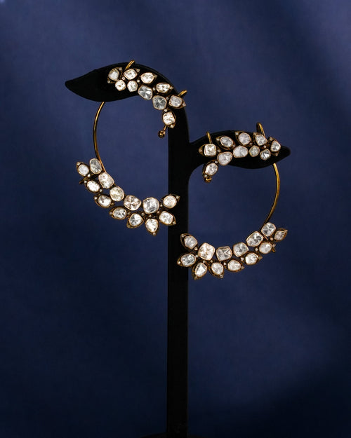 Samiya Polki And Diamond Long Earrings