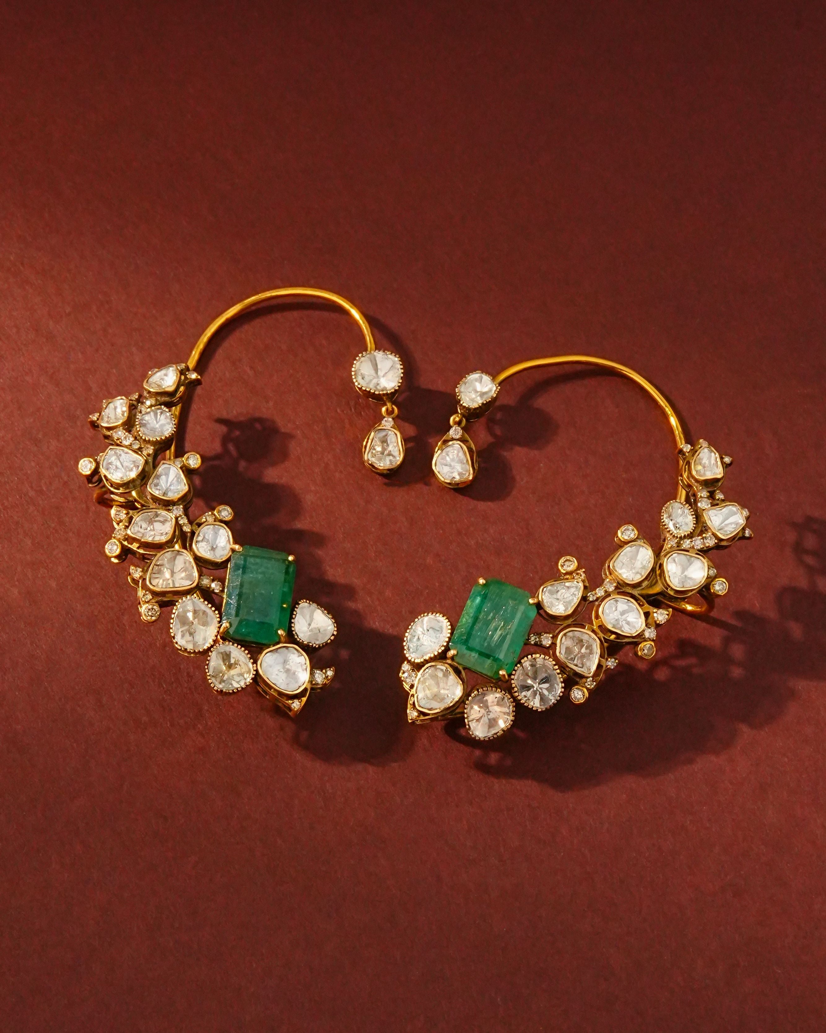 Gia Polki And Diamond Long Earrings