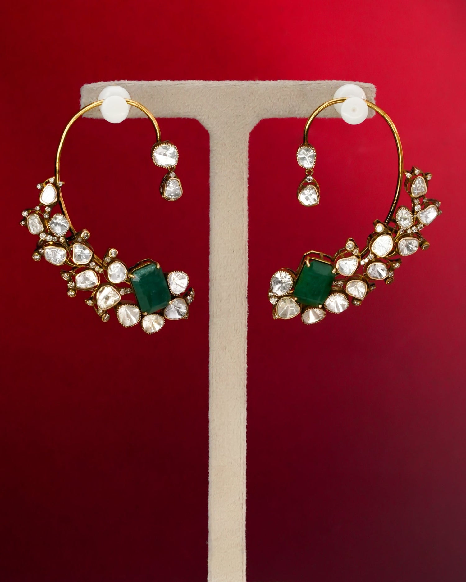 Sameeha Polki And Diamond Long Earrings