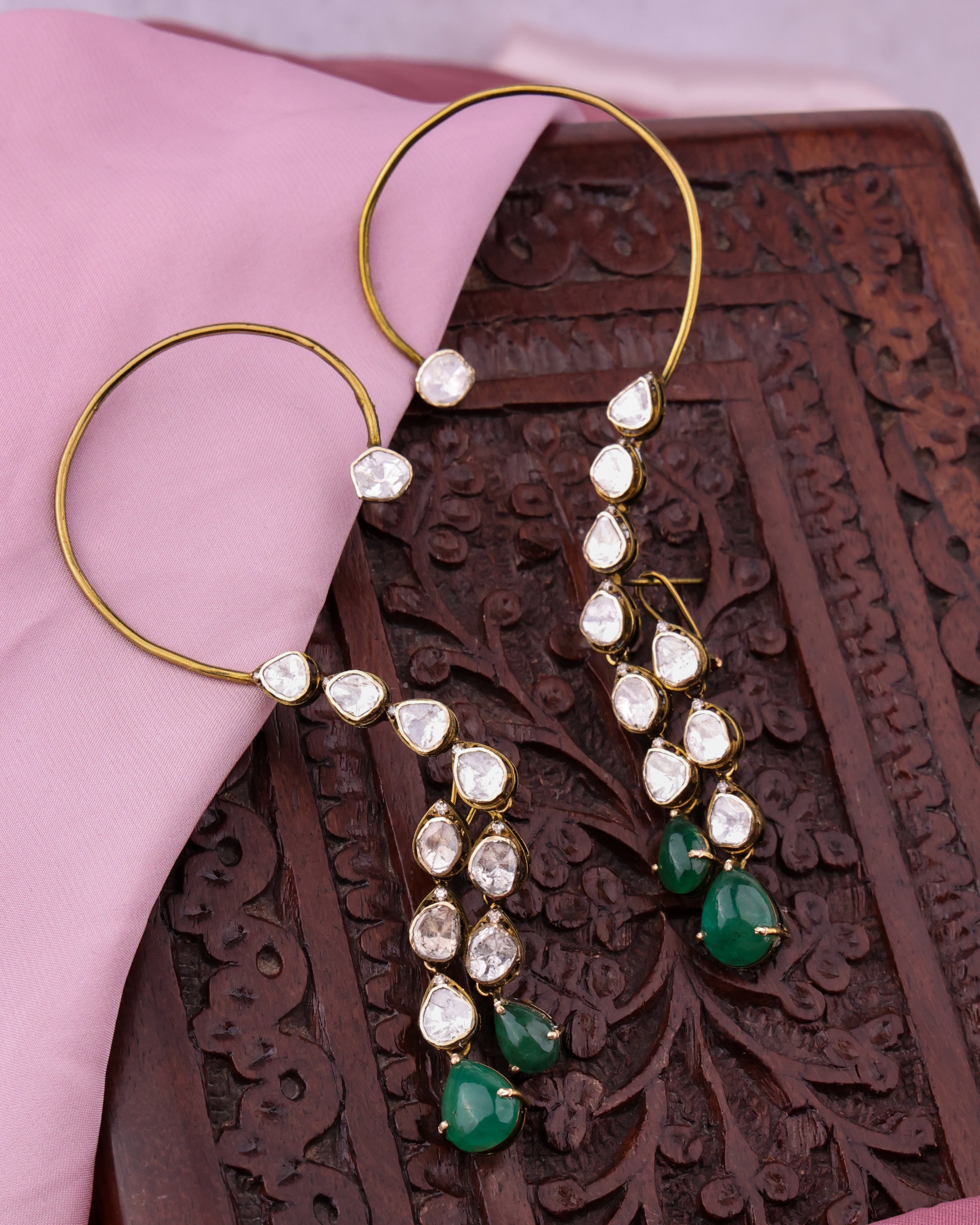 Eden Polki And Diamond Long Earrings