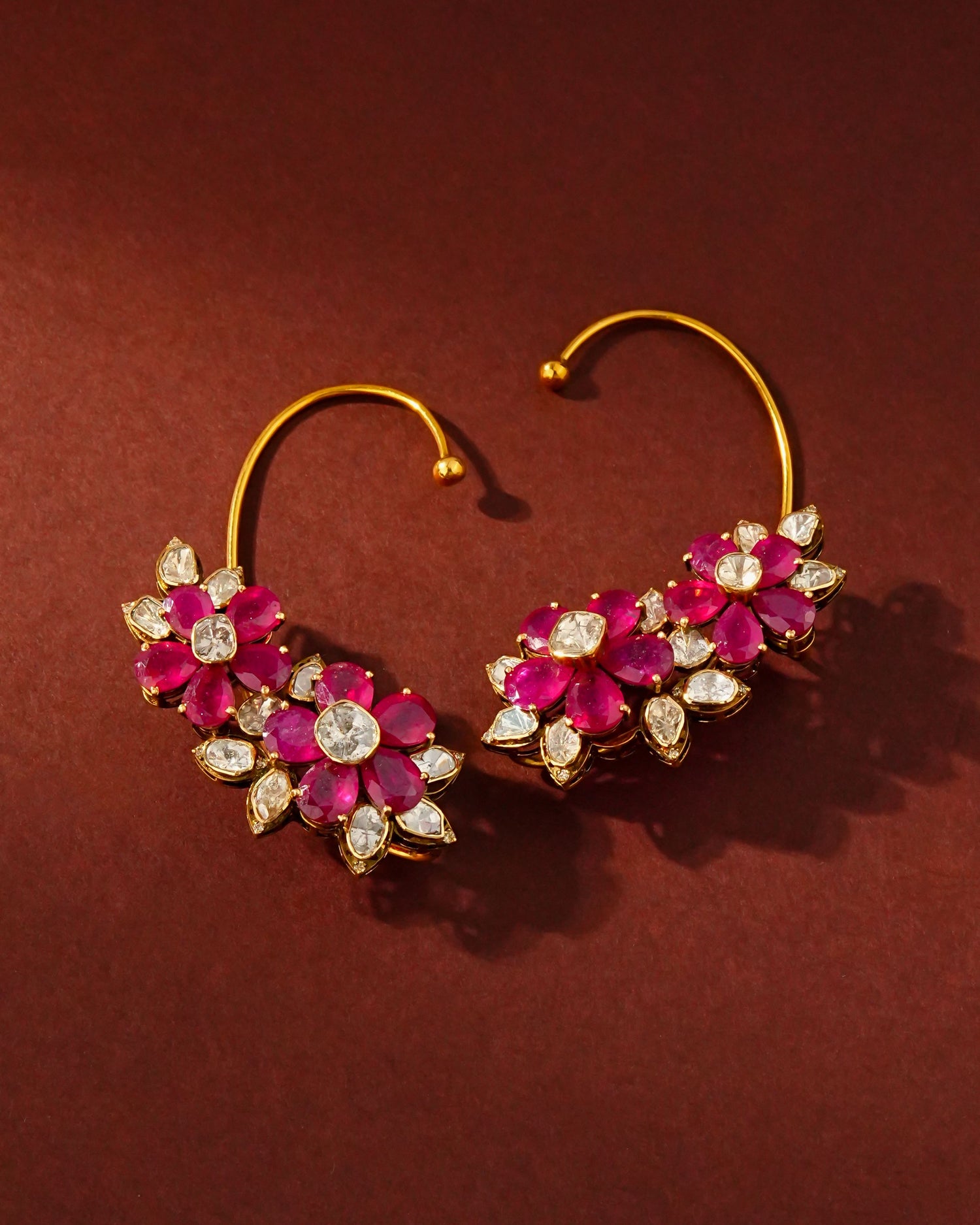 Daisy Polki And Diamond Long Earrings