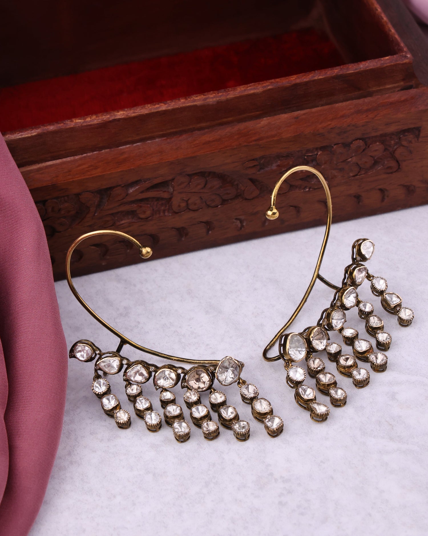 Ahna Polki And Diamond Earcuffs