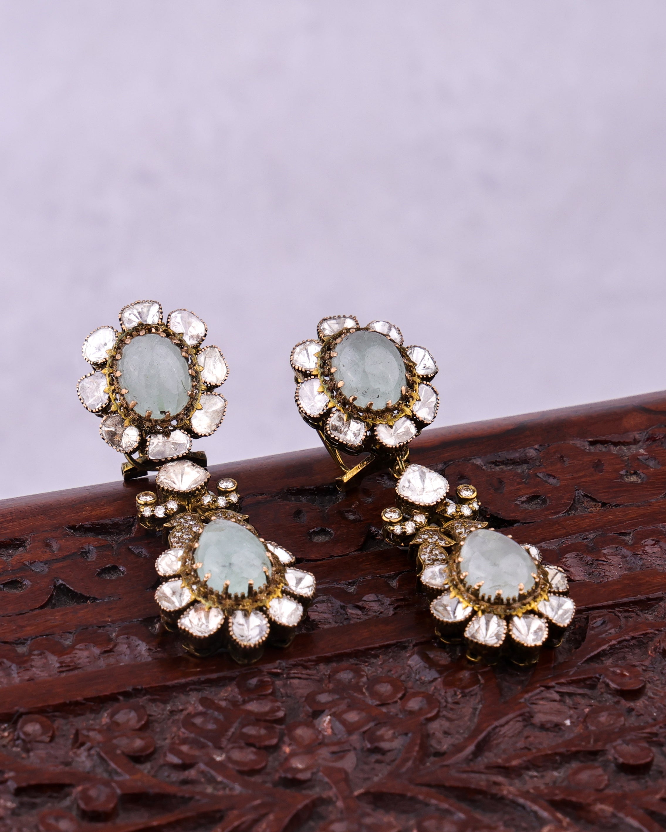 Lina Polki And Diamond Long Earrings