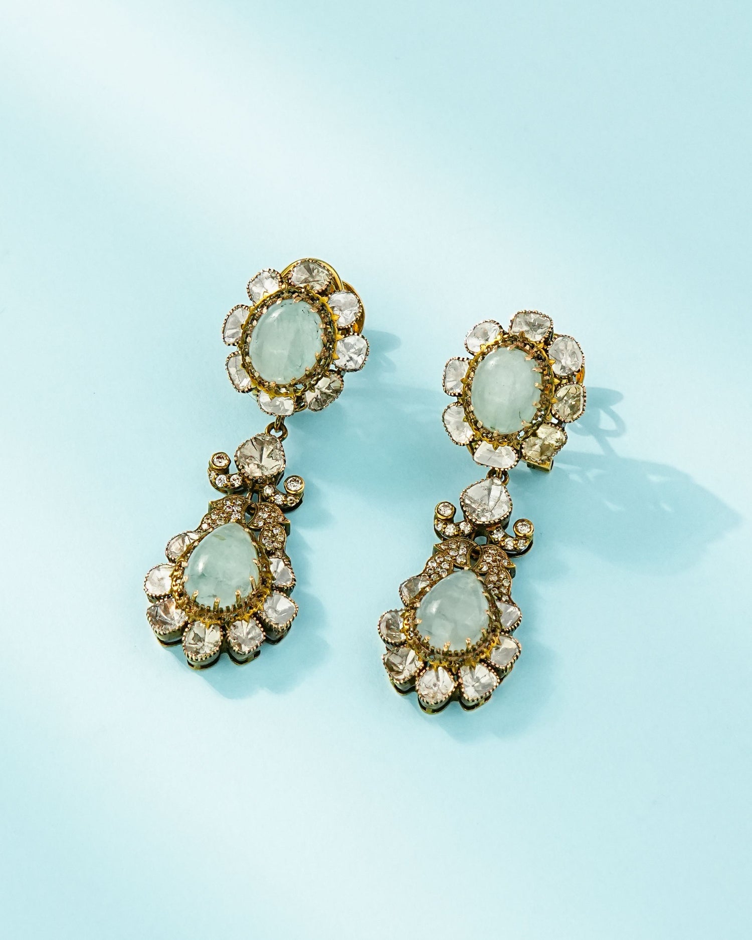 Lina Polki And Diamond Long Earrings