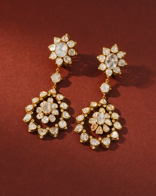 Annette Polki And Diamond Long Earrings