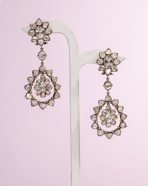 Annette Polki And Diamond Long Earrings