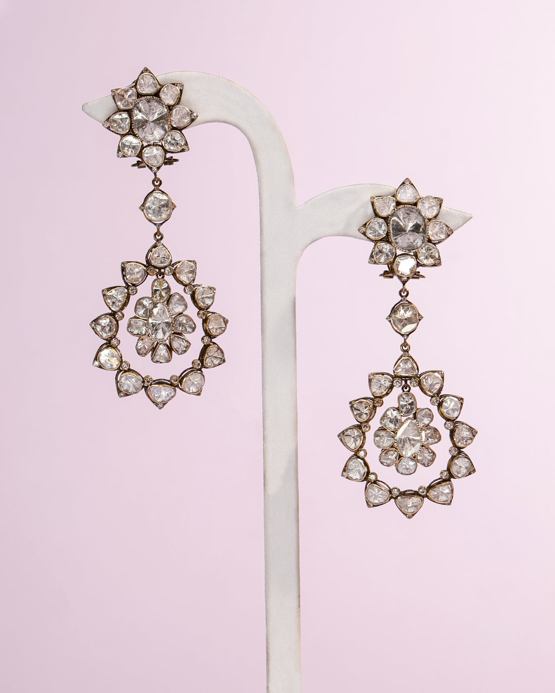 Annette Polki And Diamond Long Earrings