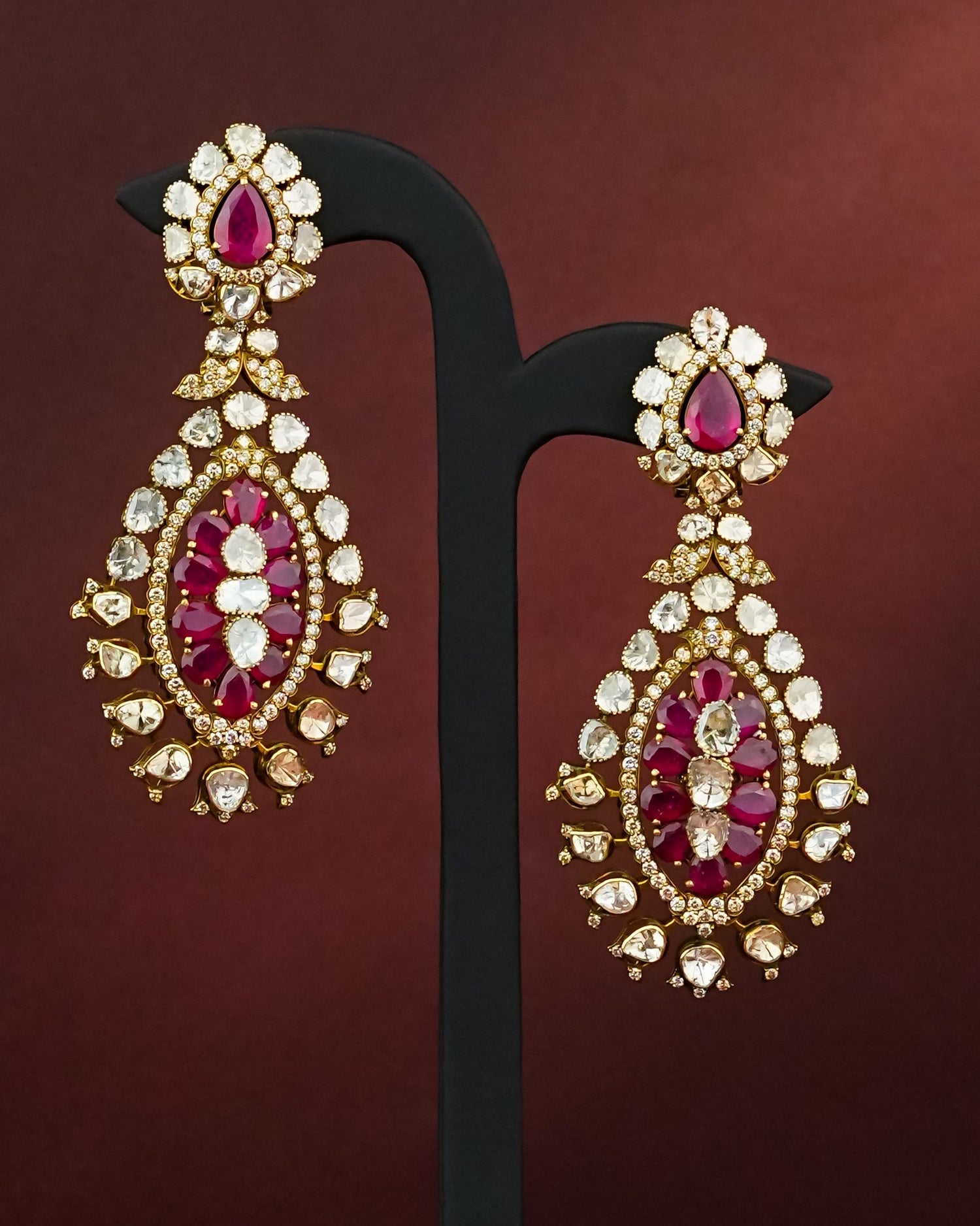 Zynaria Polki And Diamond Long Earrings
