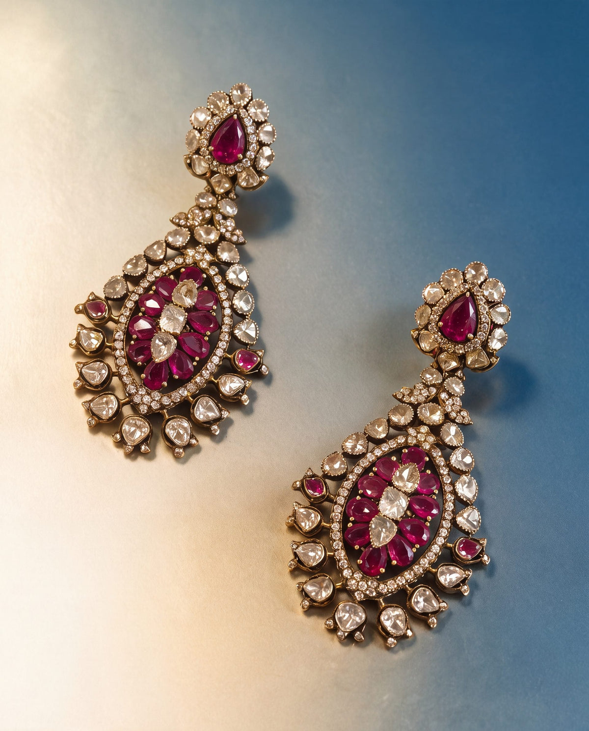 Zynaria Polki And Diamond Long Earrings