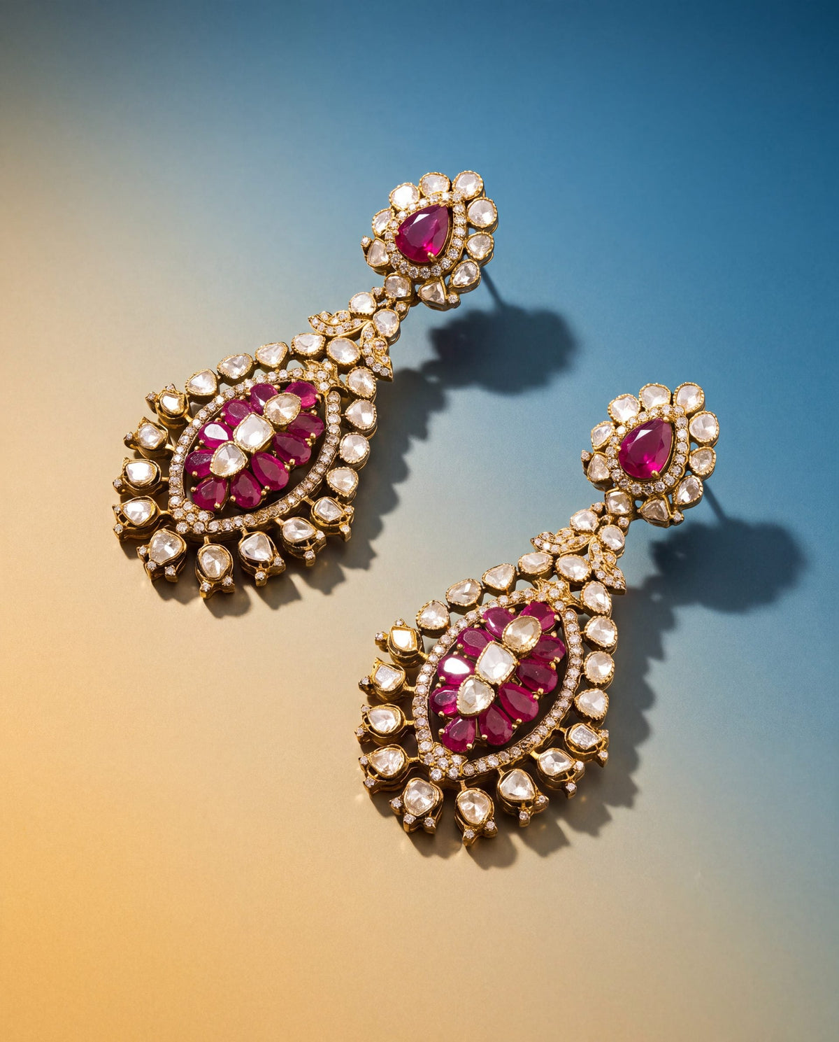 Zynaria Polki And Diamond Long Earrings