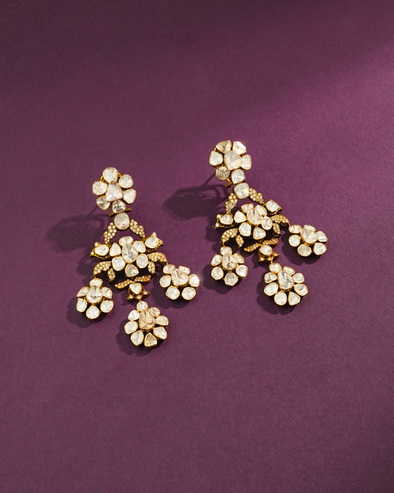 Veda Polki And Diamond Long Earrings