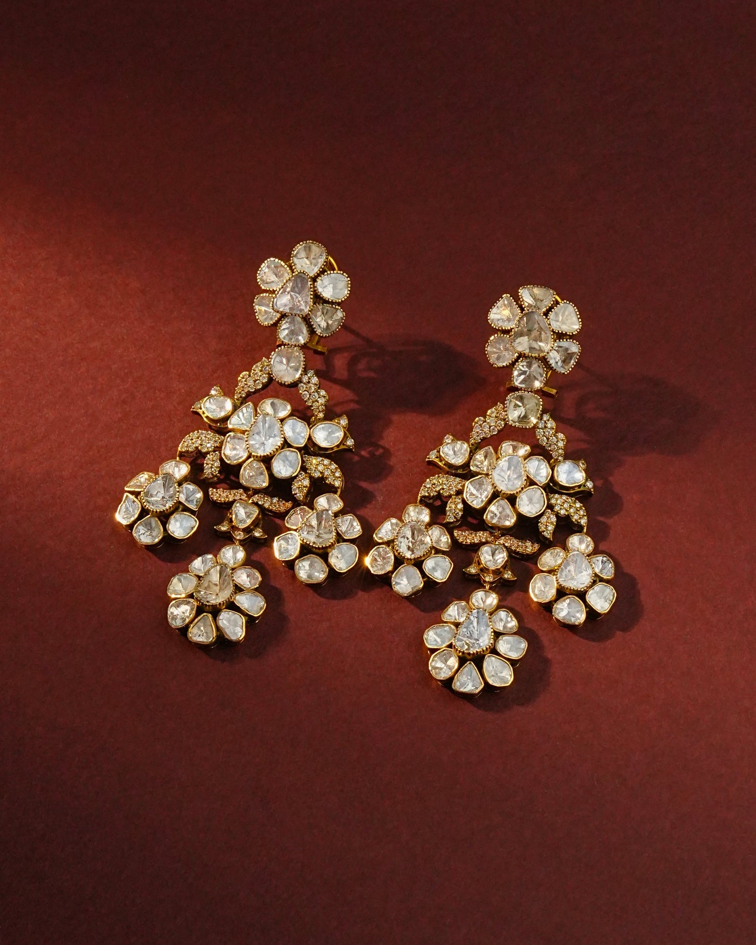 Veda Polki And Diamond Long Earrings