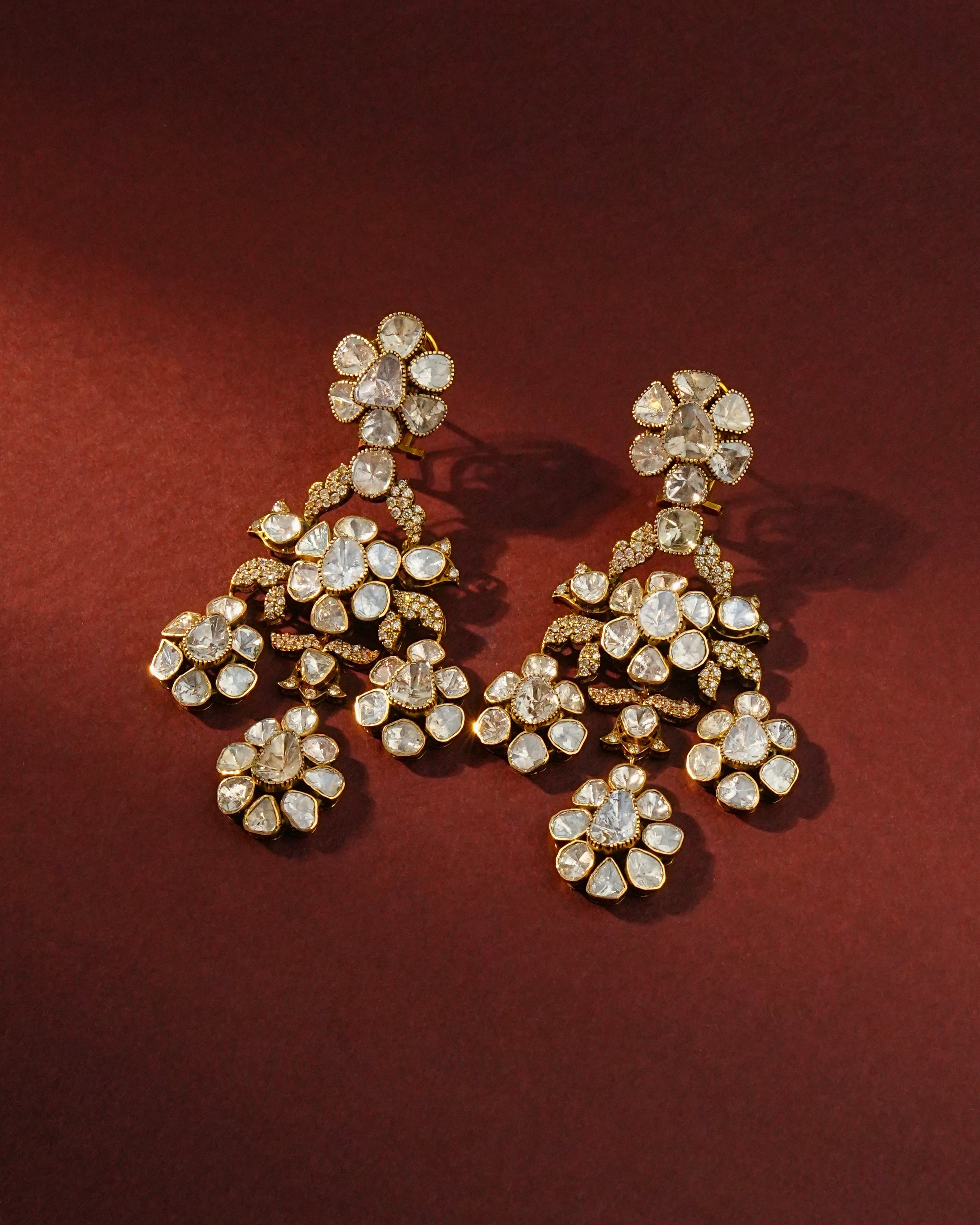 Veda Polki And Diamond Long Earrings
