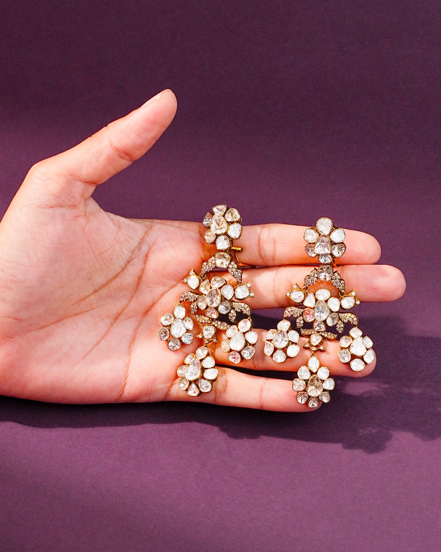 Veda Polki And Diamond Long Earrings