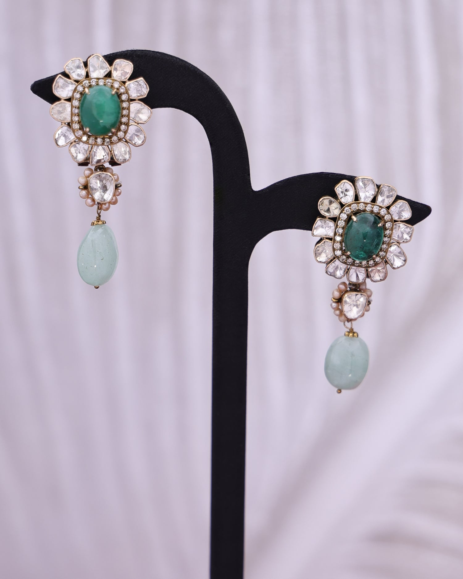 Rachel Polki And Diamond Long Earrings