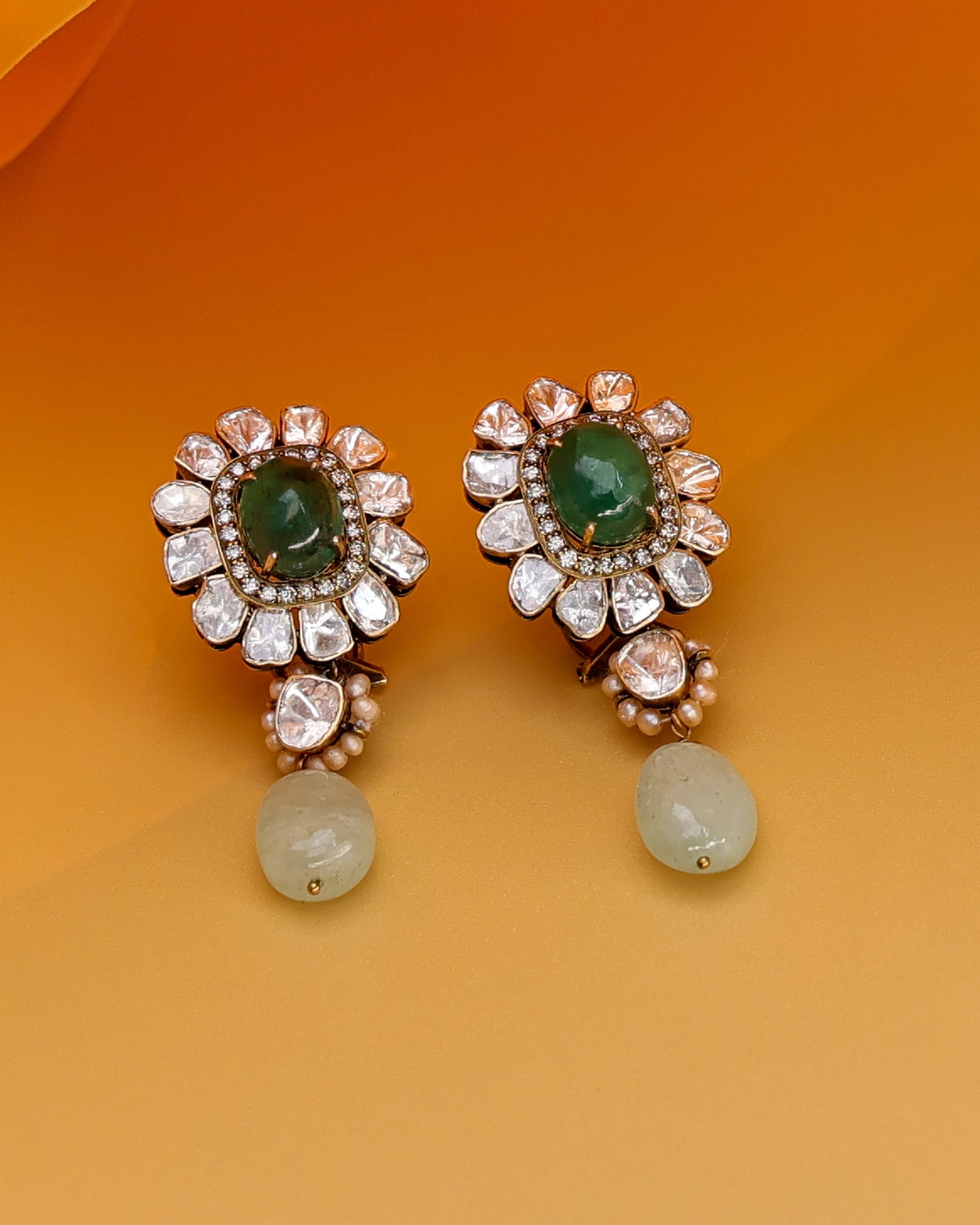 Rachel Polki And Diamond Long Earrings