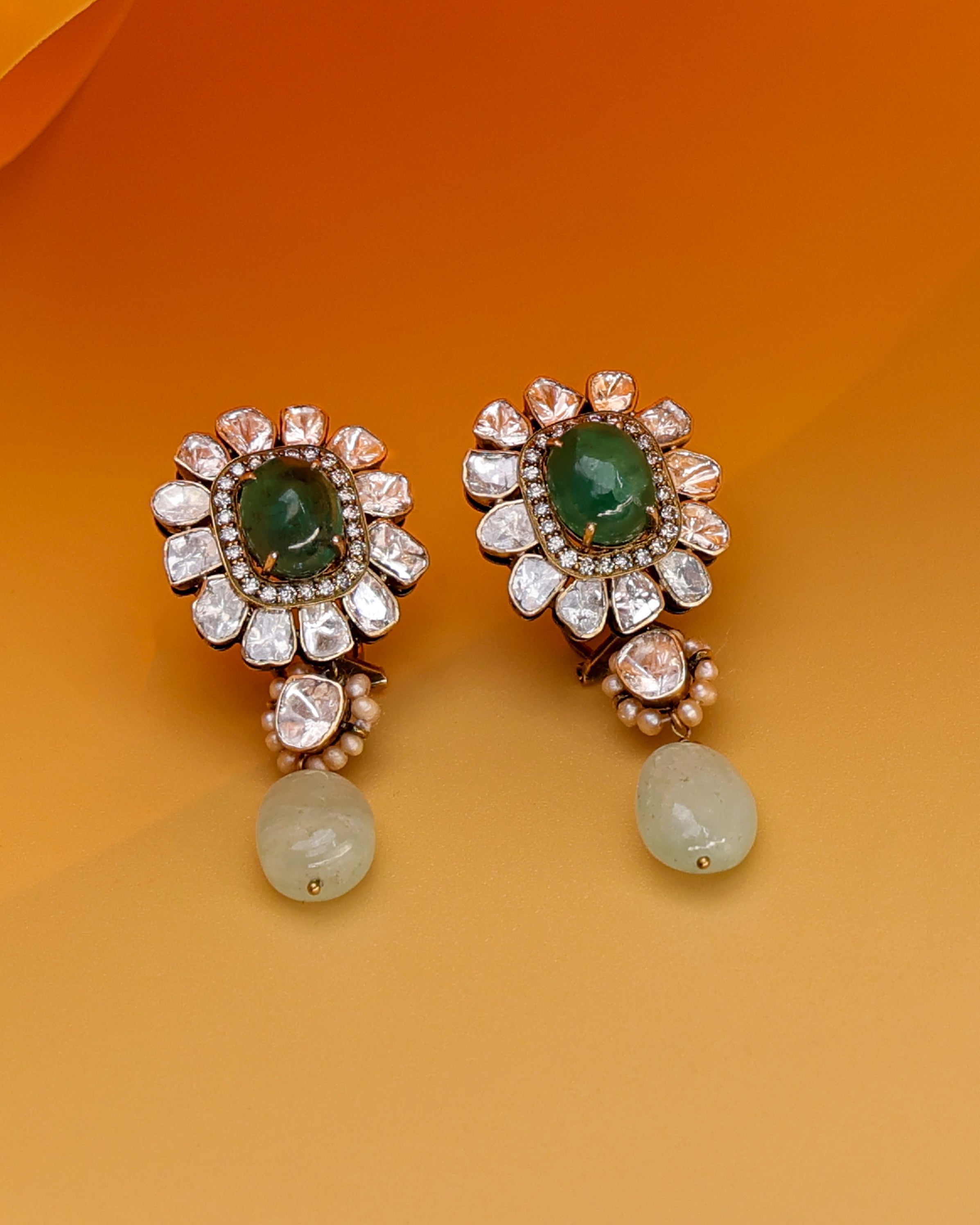 Rachel Polki And Diamond Long Earrings