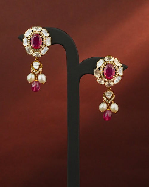 Jenna Polki And Diamond Long Earrings