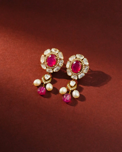 Jenna Polki And Diamond Long Earrings