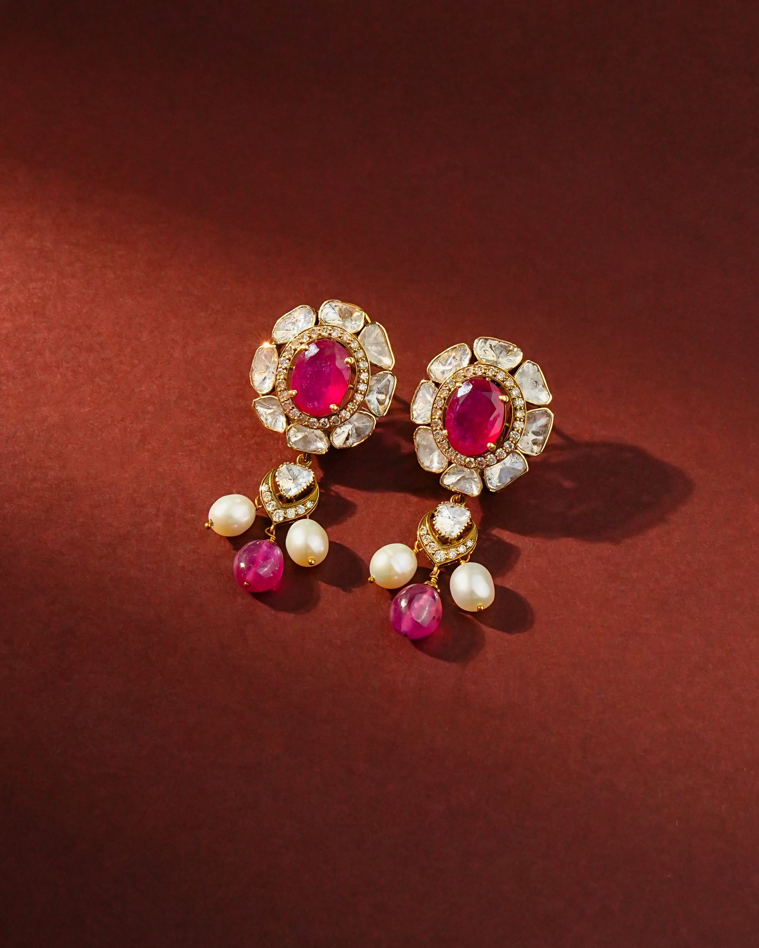 Jenna Polki And Diamond Long Earrings