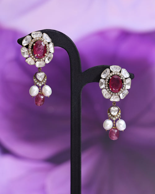 Jenna Polki And Diamond Long Earrings