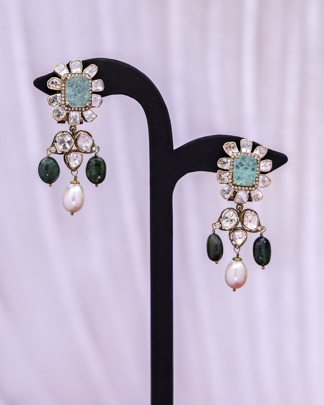 Tara Polki And Diamond Long Earrings