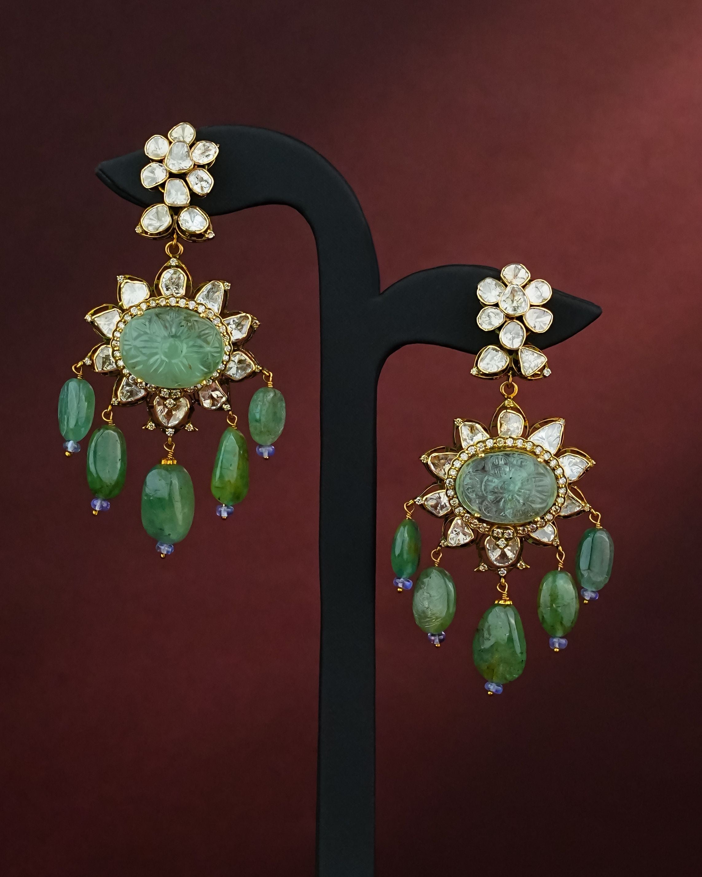 Bhaumi Polki And Diamond Long Earrings