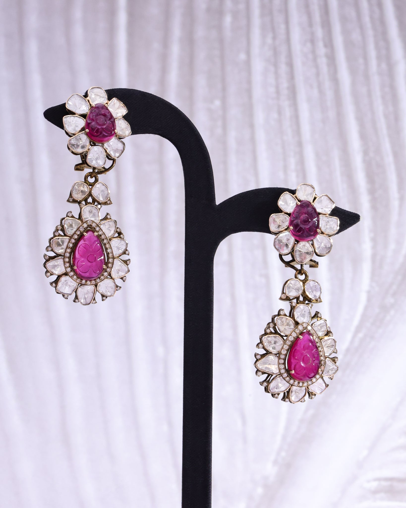 Kelly Polki And Diamond Long Earrings