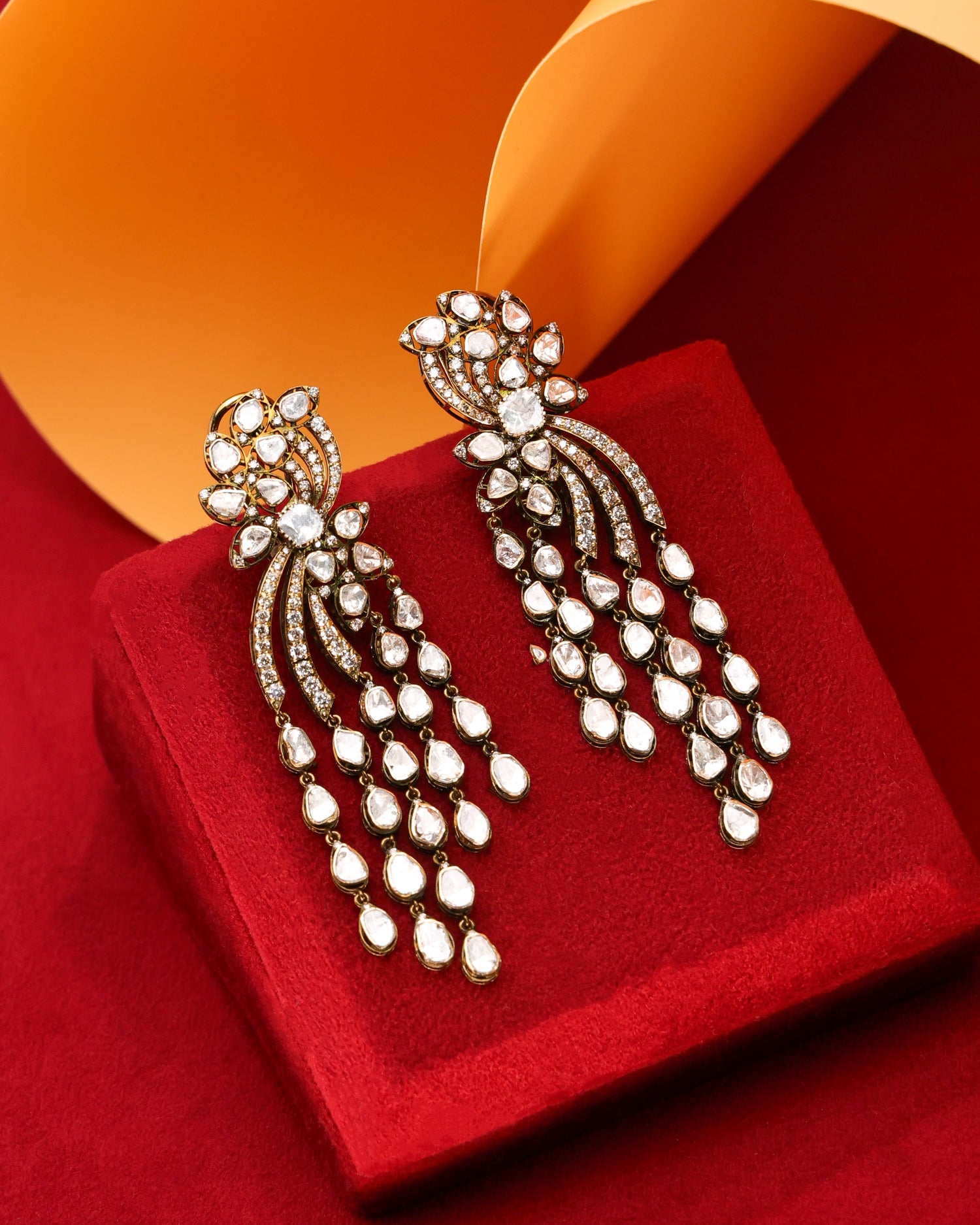 Bhavya Polki And Diamond Long Earrings