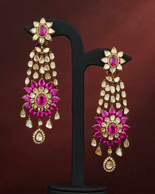 Unnati Polki And Diamond Long Earrings