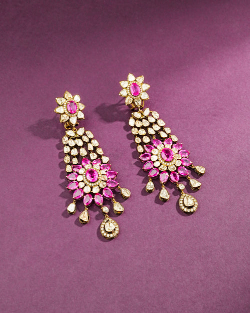 Unnati Polki And Diamond Long Earrings