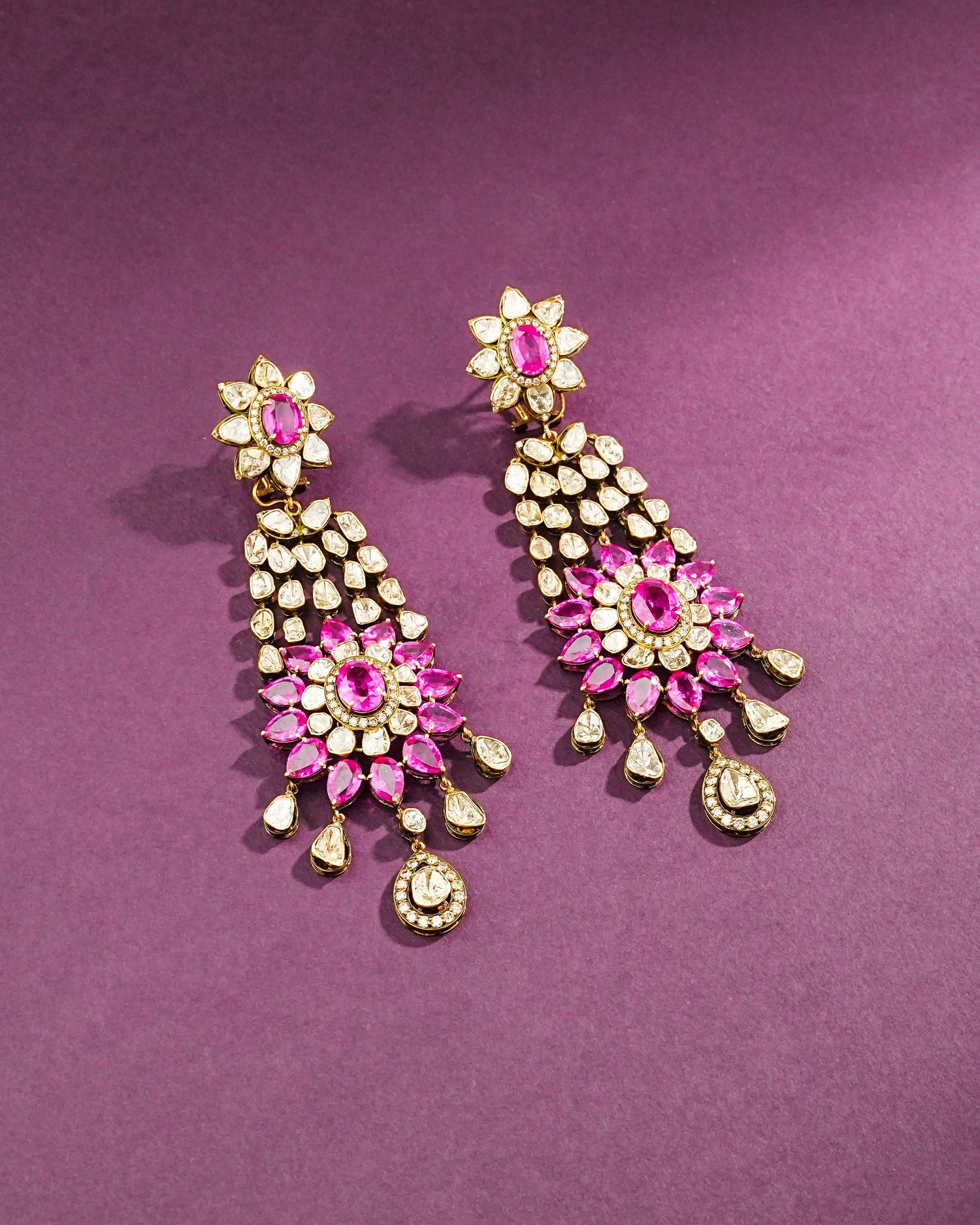 Unnati Polki And Diamond Long Earrings