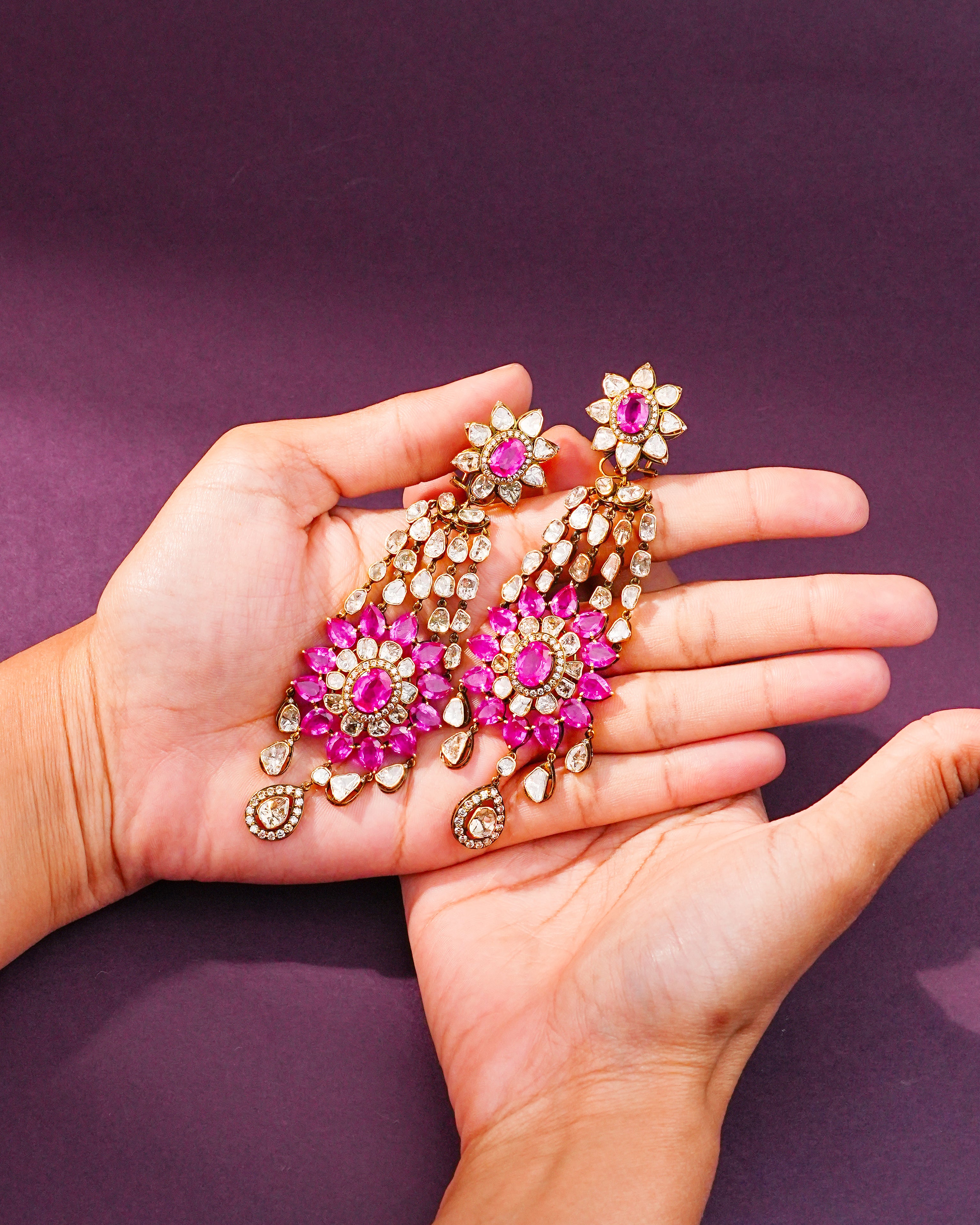 Unnati Polki And Diamond Long Earrings