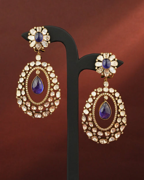 Devayani Polki And Diamond Long Earrings - NO ORDERS