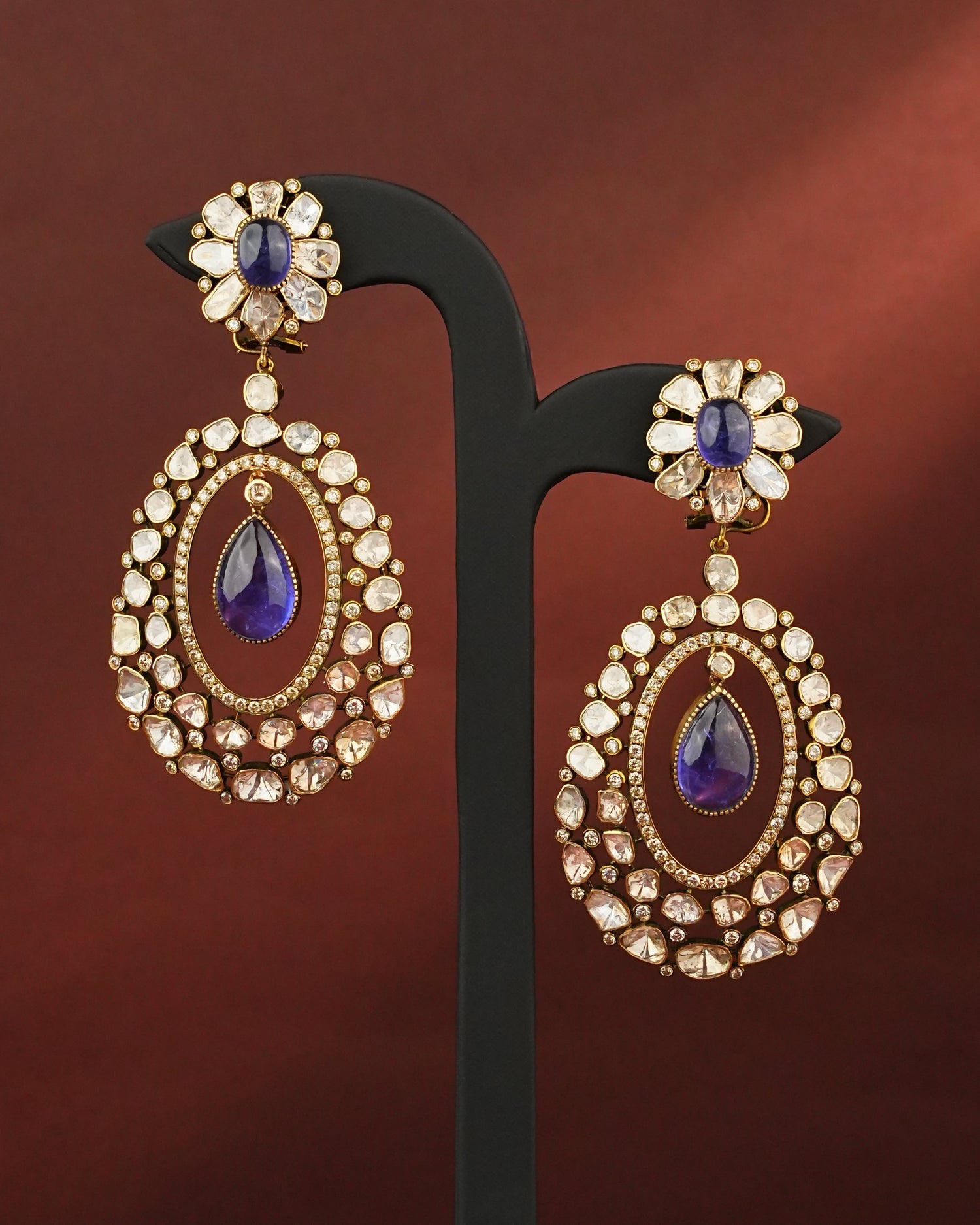 Devayani Polki And Diamond Long Earrings - NO ORDERS